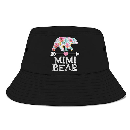 Mimi Bear Mom Grandma Floral Happy Tee Bucket Hat, Mother's Day Bucker Hat, Mother's Day Gift, Women's Sun Hats