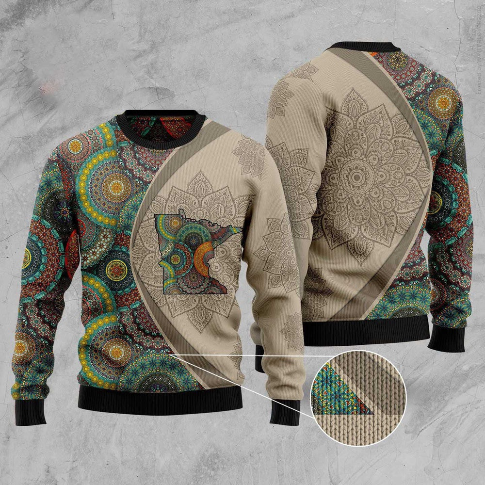 Minnesota Mandala Ugly Christmas Sweater, Funny Xmas Sweater, Sweater Xmas