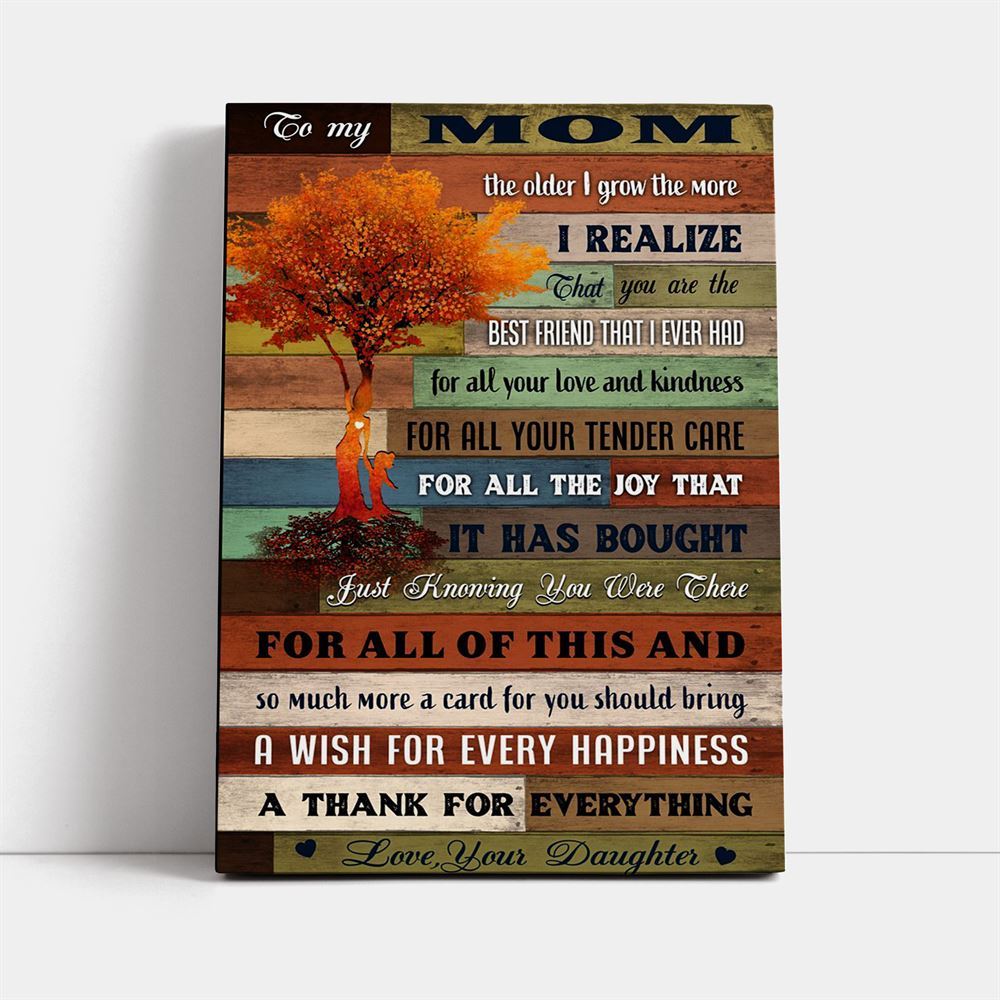 Mom Canvas To My Mom Mother Day Gift Idea Canvas, Mother's Day Canvas Art, Gift For Mom, Birthday Gift, Mother's Day Wall Art