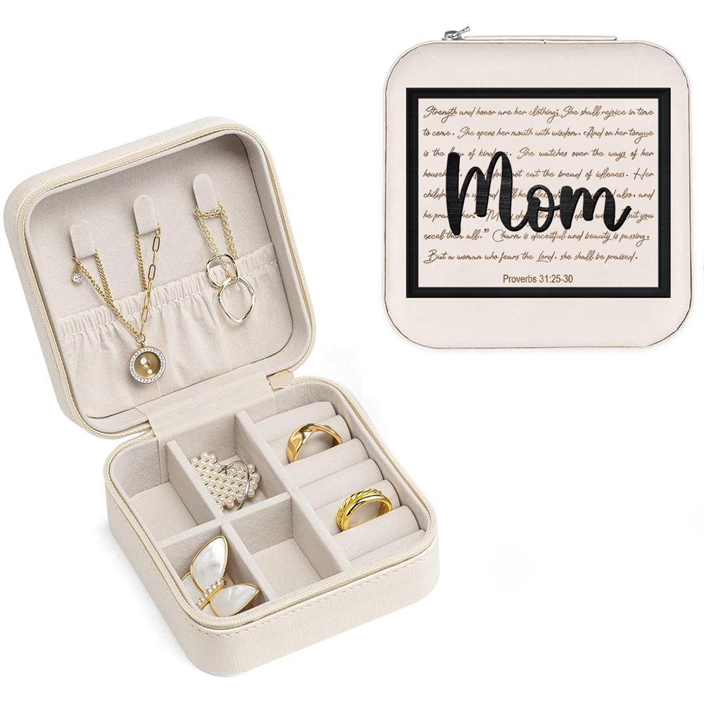 Mom Strength And Honor Are Her Clothing Jewelry Box, Mother's Day Gift For Mom, Mother's Day Jewelry Case, Gift For Her