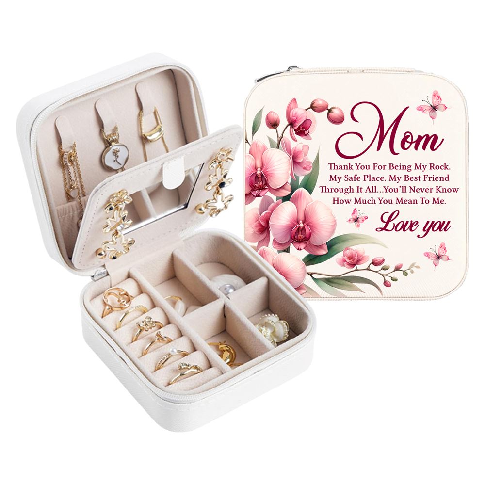 Mom Thank You For Being My Rock Jewelry Box, Gift For Mother's Day, Mother's Day Jewelry Case, Gift For Her