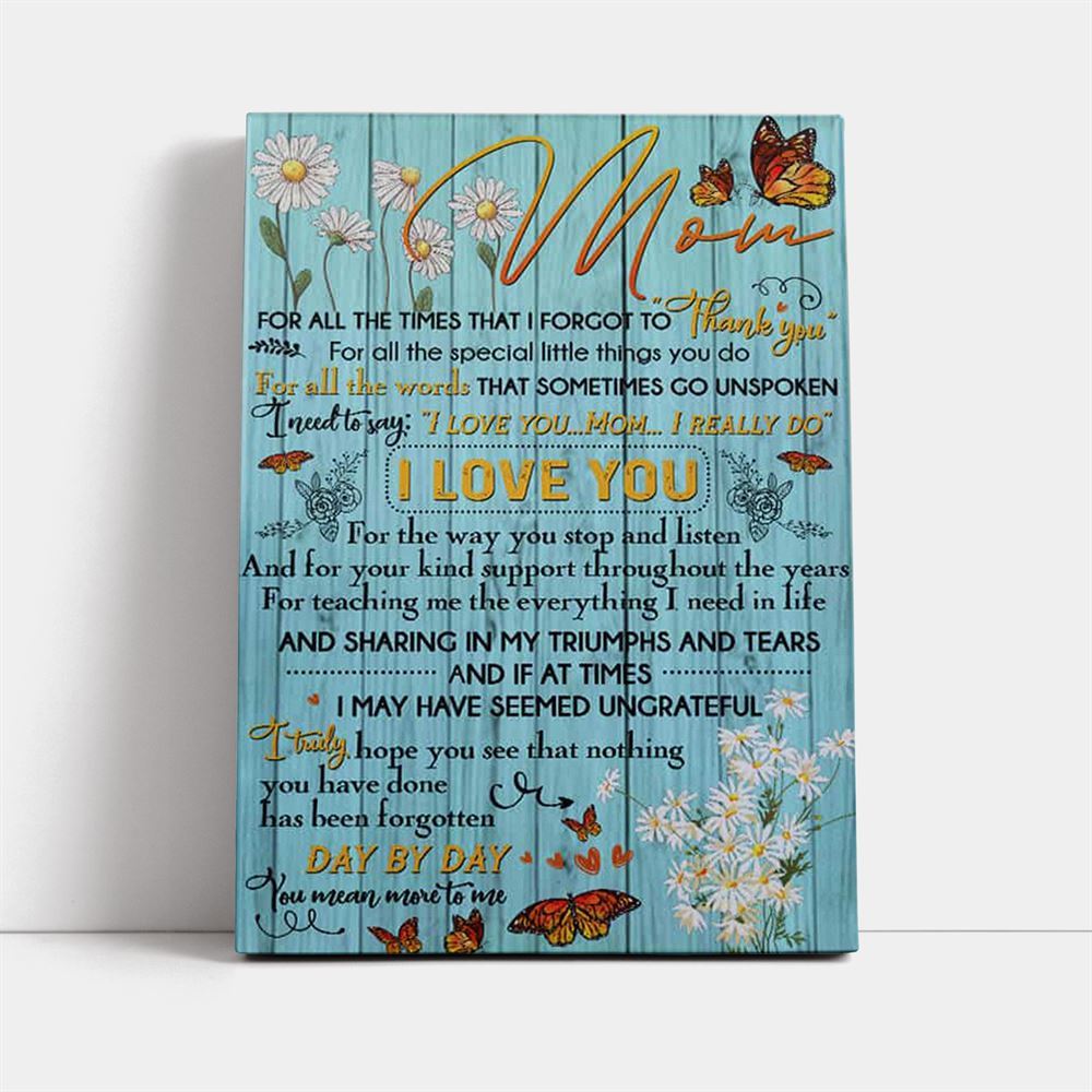 Mom, Thank You For Everything Canvas, Mother's Day Canvas Art, Gift For Mom, Birthday Gift, Mother's Day Wall Art