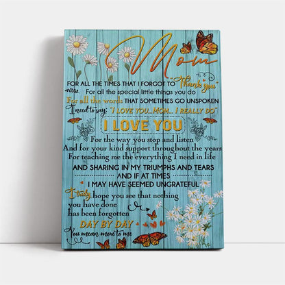 Mom, Thank You For Everything Canvas, Mother's Day Canvas Art, Gift For Mom, Birthday Gift, Mother's Day Wall Art