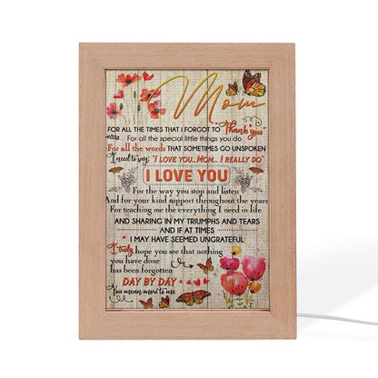 Mom, Thank You For Everything Frame Lamp 1, Mother's Day Night Light, Best Mom Ever, Gift For Mom
