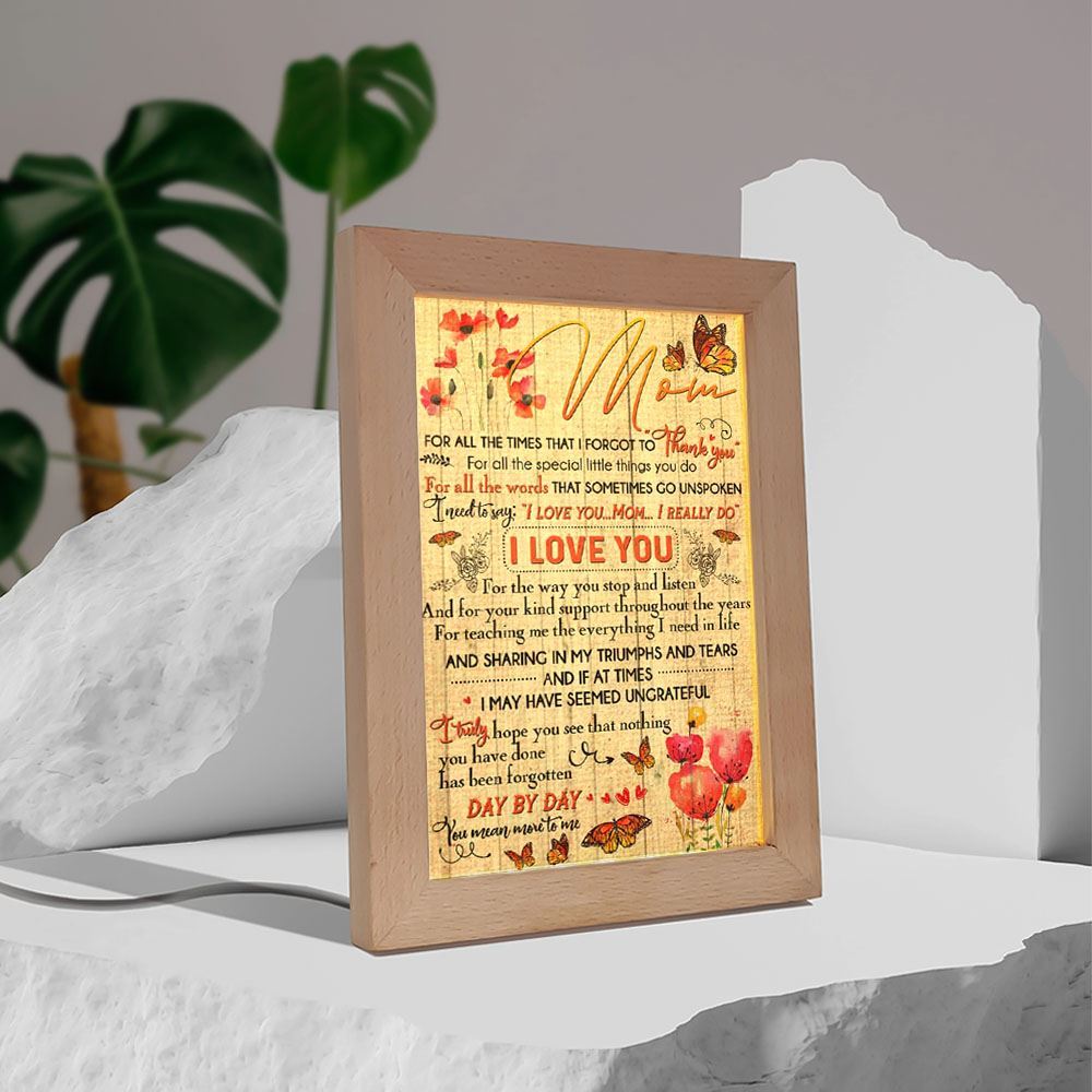 Mom, Thank You For Everything Frame Lamp 1, Mother's Day Night Light, Best Mom Ever, Gift For Mom