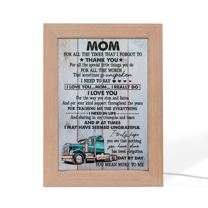 Mom, Thank You For Everything Truck Frame Lamp, Mother's Day Night Light, Best Mom Ever, Gift For Mom