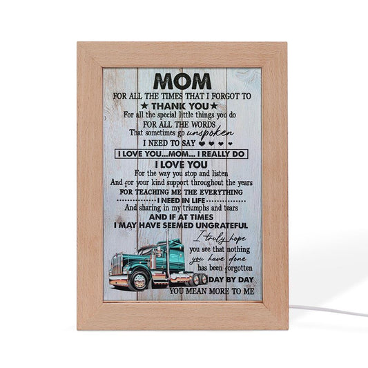 Mom, Thank You For Everything Truck Frame Lamp, Mother's Day Night Light, Best Mom Ever, Gift For Mom