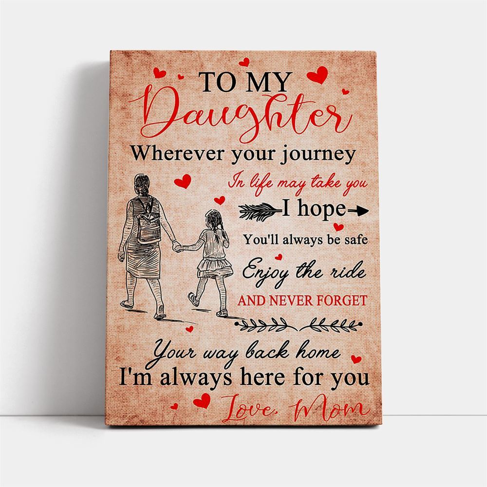 Mom To Daughter - I'M Always Here For You Vertical Canvas, Mother's Day Canvas Art, Gift For Mom, Birthday Gift, Mother's Day Wall Art