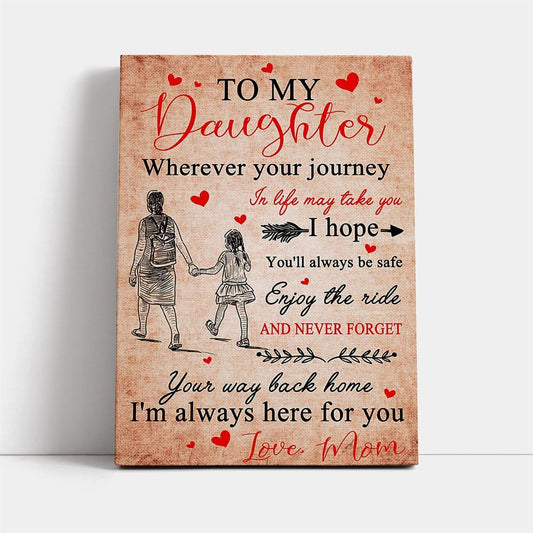 Mom To Daughter - I'M Always Here For You Vertical Canvas, Mother's Day Canvas Art, Gift For Mom, Birthday Gift, Mother's Day Wall Art