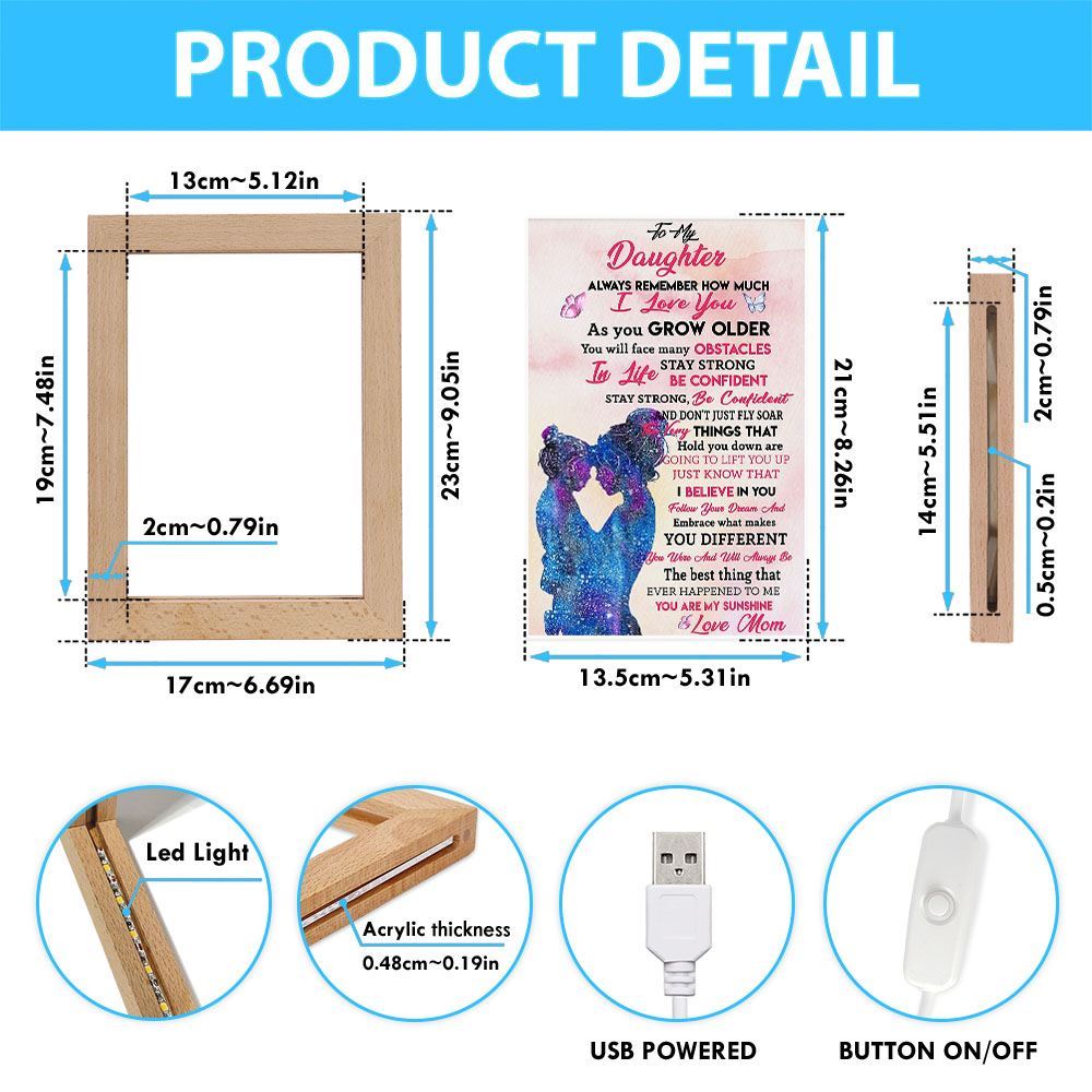 Mom To Daughter - You Are My Sunshine Vertical Frame Lamp, Mother's Day Night Light, Best Mom Ever, Gift For Mom