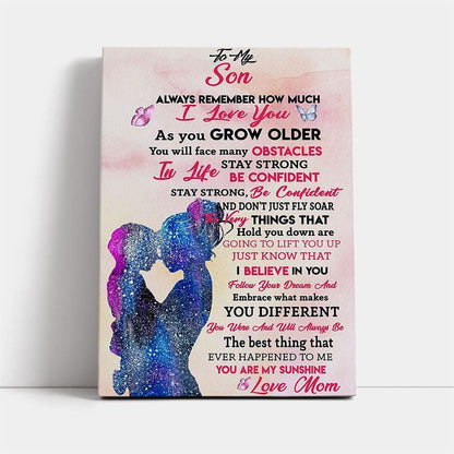 Mom To Son - You Are My Sunshine Vertical Canvas, Mother's Day Canvas Art, Gift For Mom, Birthday Gift, Mother's Day Wall Art