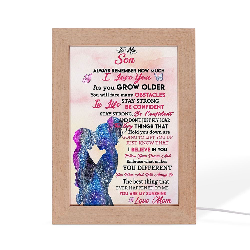 Mom To Son - You Are My Sunshine Vertical Frame Lamp, Mother's Day Night Light, Best Mom Ever, Gift For Mom