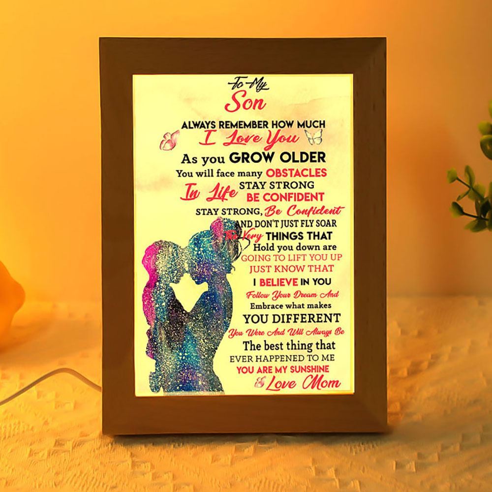 Mom To Son - You Are My Sunshine Vertical Frame Lamp, Mother's Day Night Light, Best Mom Ever, Gift For Mom