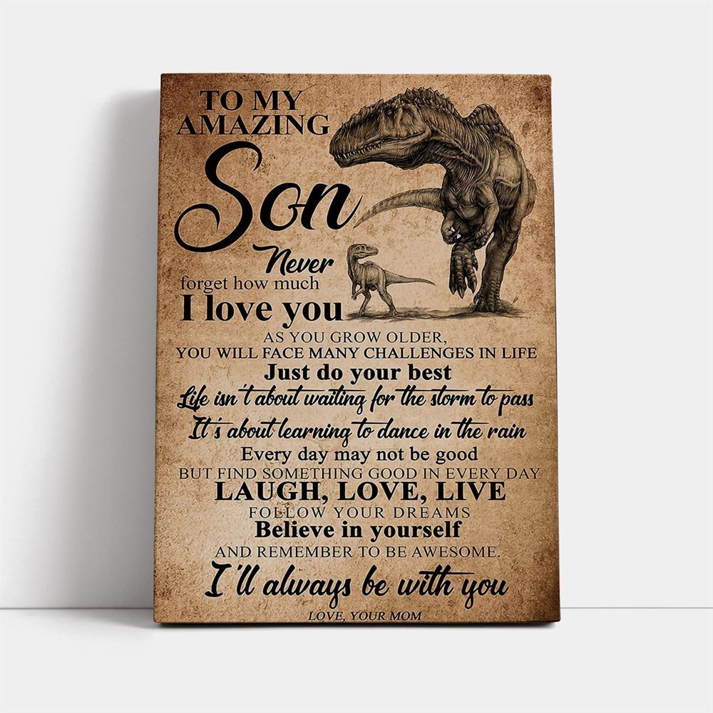 Mom To Son Never Forgot How Much I Love You Canvas, Mother's Day Canvas Art, Gift For Mom, Birthday Gift, Mother's Day Wall Art