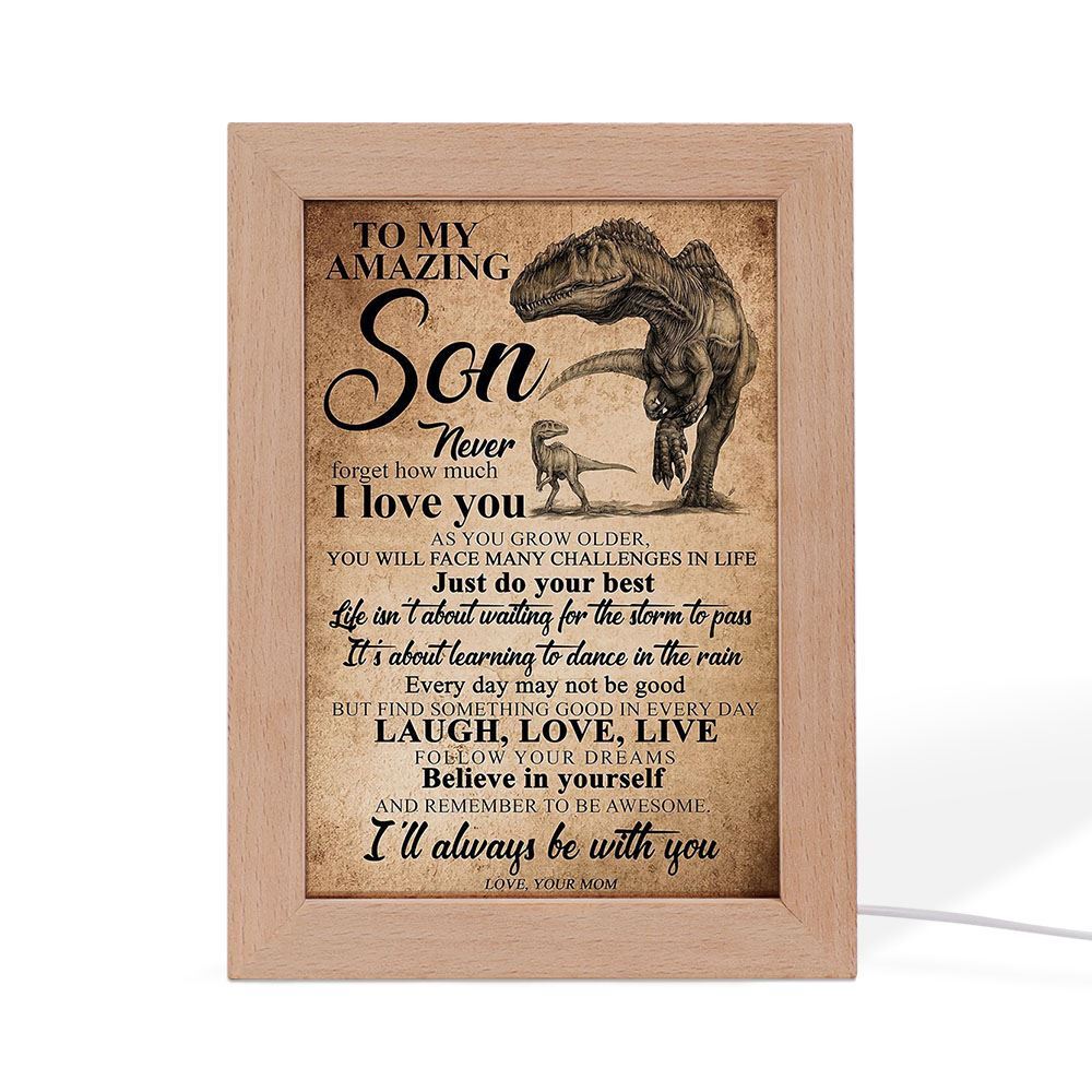 Mom To Son Never Forgot How Much I Love You Frame Lamp, Mother's Day Night Light, Best Mom Ever, Gift For Mom