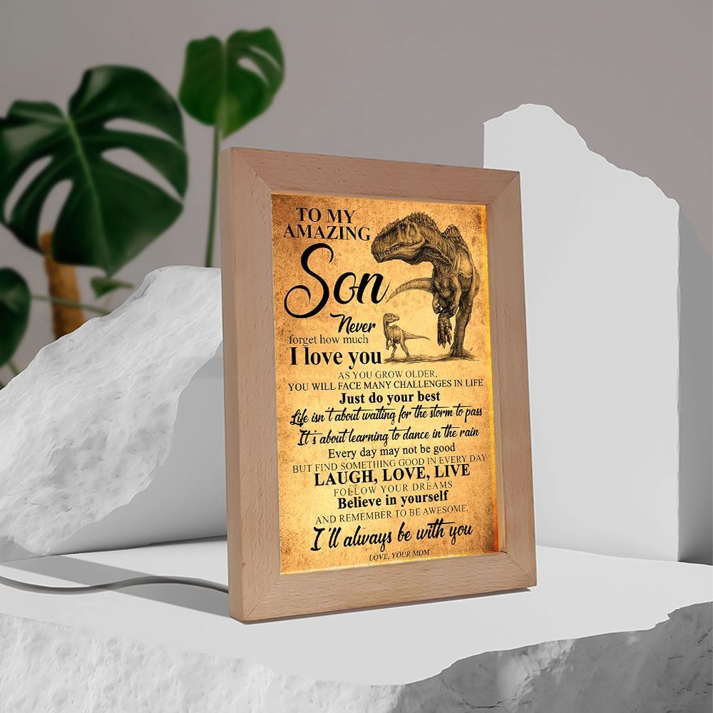 Mom To Son Never Forgot How Much I Love You Frame Lamp, Mother's Day Night Light, Best Mom Ever, Gift For Mom