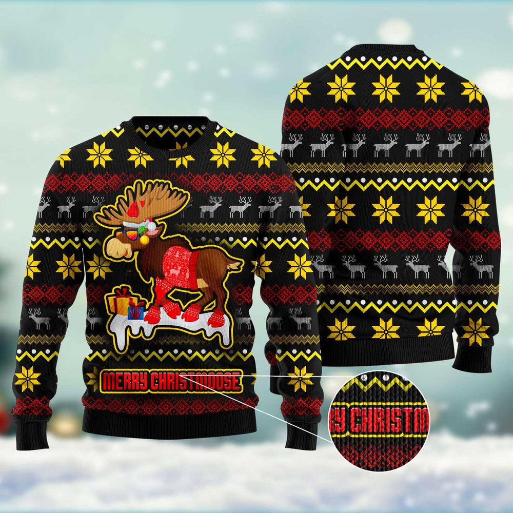 Moose Ugly Christmas Sweater, Funny Xmas Sweater, Sweater Xmas