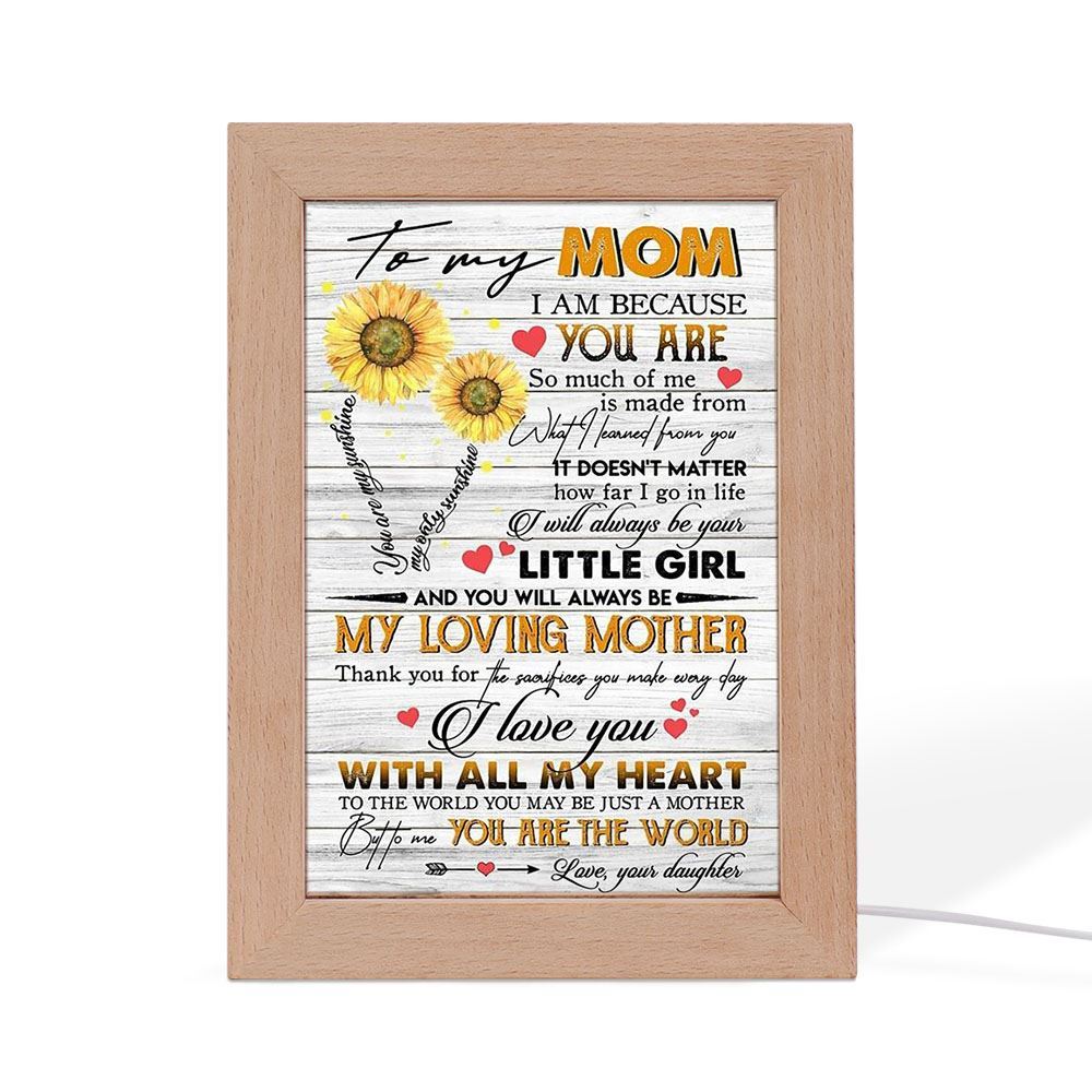 Mother'S Day To My Mom You Are My Sunshine Sunflower Frame Lamp, Mother's Day Night Light, Best Mom Ever, Gift For Mom