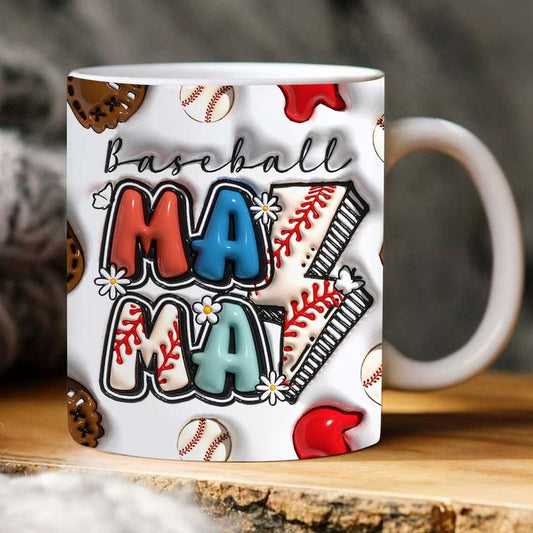 Mother's Day 3D Mug, 3D Baseball Mama Inflated Mug, Mom 3D Inflated Mug, Gift For Mom