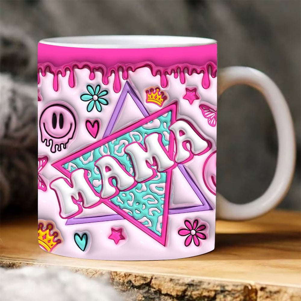 Mother's Day 3D Mug, 3D Retro Mama Pink Inflated Mug, Mom 3D Inflated Mug, Gift For Mom