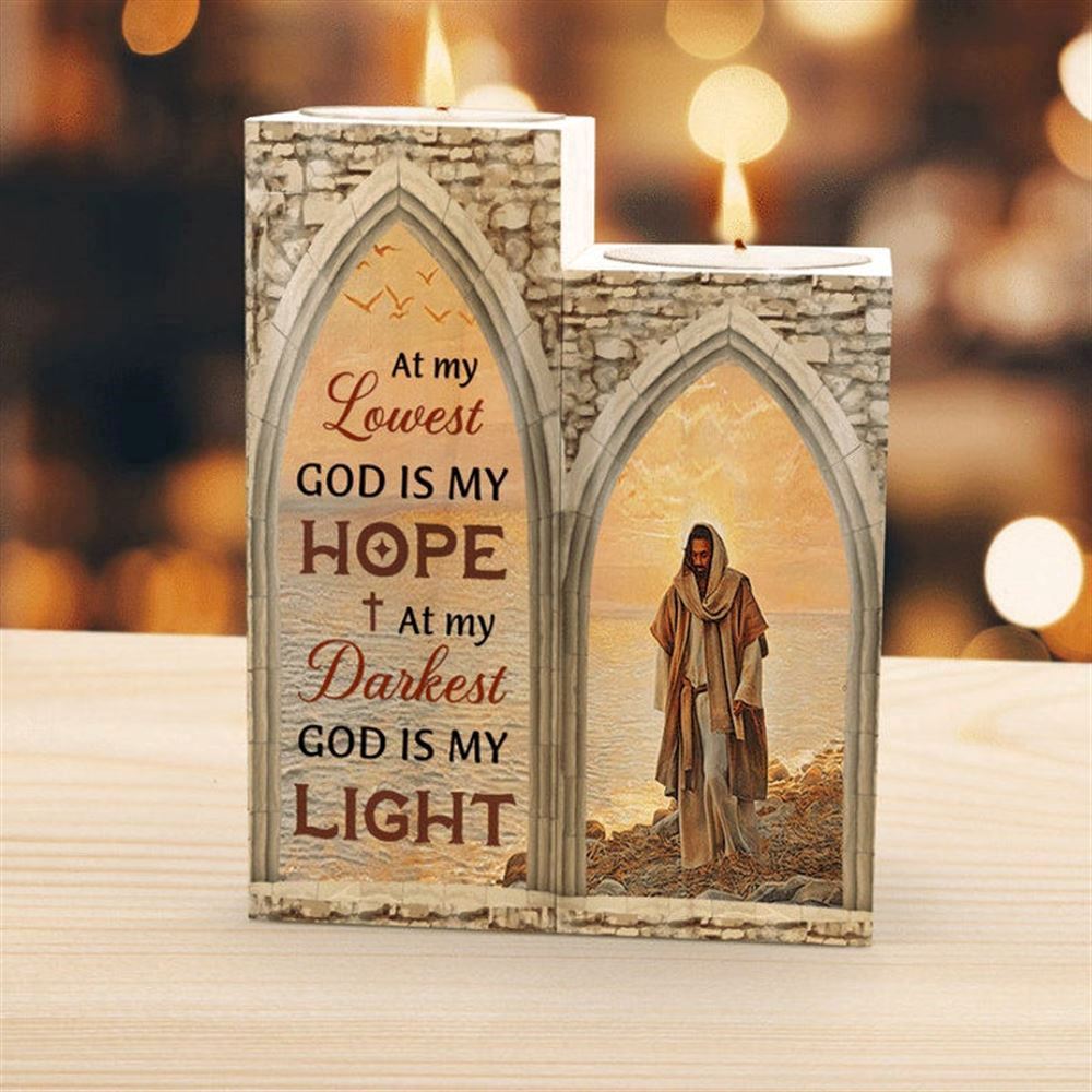 Mother's Day Candle Holders, At My Lovest God Is My Hope At My Darkest God Is My Light Heart Candle Holders