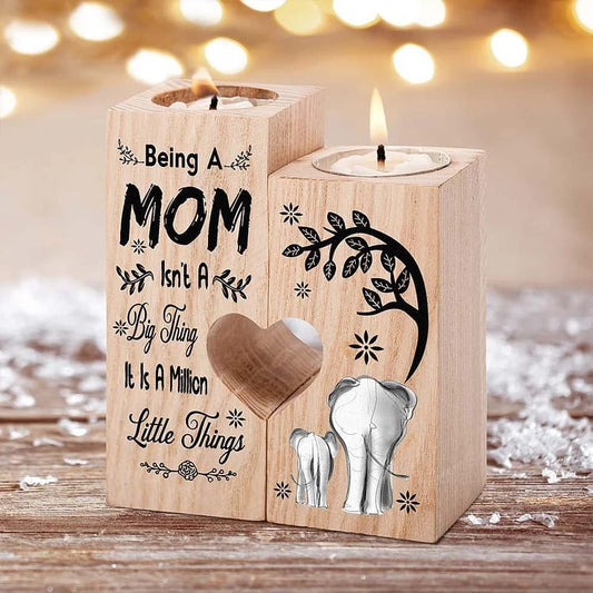 Mother's Day Candle Holders, Being A Mom Isn't A Big Thing, It Is A Million Little Things Wooden Candle Holder