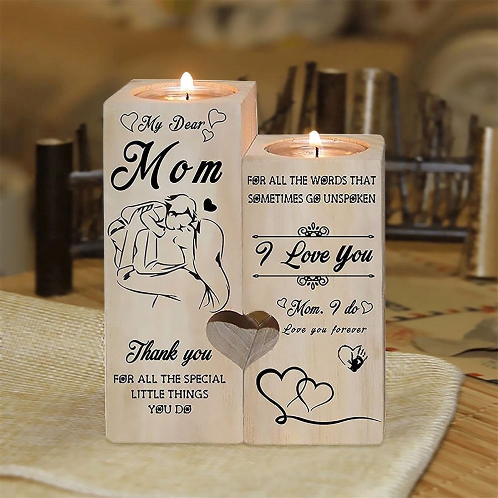 Mother's Day Candle Holders, My Dear Mom, Thank You For All The Special Little Things You Do Heart Candle Holder
