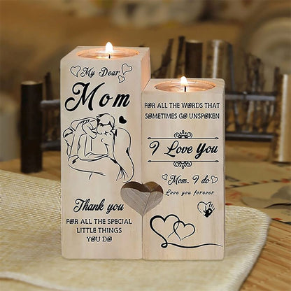 Mother's Day Candle Holders, My Dear Mom, Thank You For All The Special Little Things You Do Heart Candle Holder