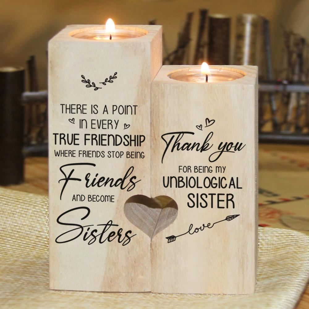 Mother's Day Candle Holders, There Is A Point In Every True Friendship Where Friends Stop Being Friend And Become Sisters Heart Candle Holders