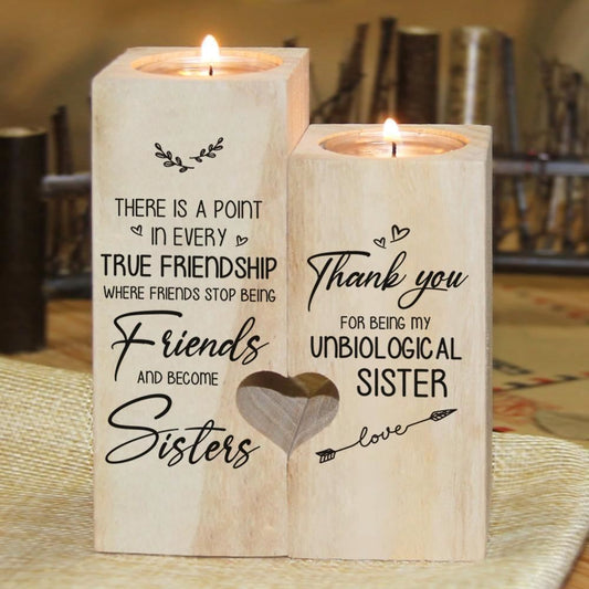 Mother's Day Candle Holders, There Is A Point In Every True Friendship Where Friends Stop Being Friend And Become Sisters Heart Candle Holders