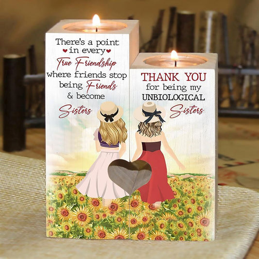 Mother's Day Candle Holders, There'S A Point In Easy True Friendship Where Friend Stop Being Friends & Become Sister Heart Candle Holders