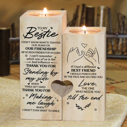 Mother's Day Candle Holders, To Bestie, Thank You By My Side When Times Get Hard Heart Candle Holders