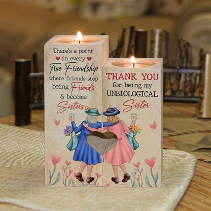Mother's Day Candle Holders, To Bestie, Thank You For Being My Unbiological Sister Heart Candles Holders