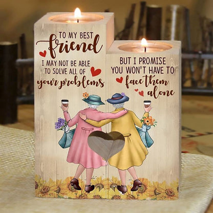 Mother's Day Candle Holders, To My Best Friend, I Promise You Won'T Have To Lacethem Alone Candle Heart Candle Holders