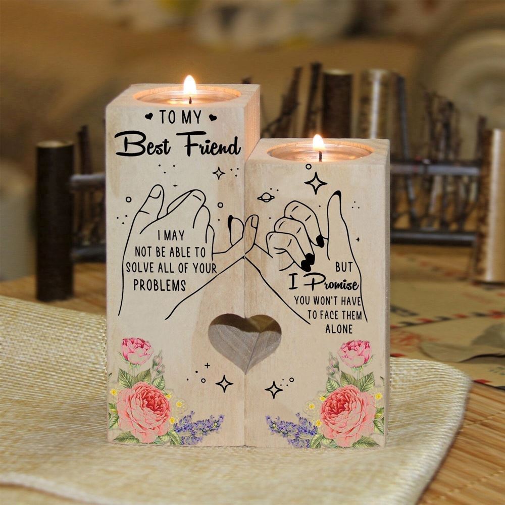 Mother's Day Candle Holders, To My Bestfriend, I Promise You Won'T Have To Face Them Alone Heart Candle Holders