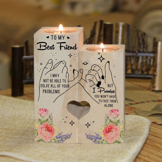 Mother's Day Candle Holders, To My Bestfriend, I Promise You Won'T Have To Face Them Alone Heart Candle Holders