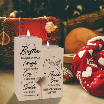Mother's Day Candle Holders, To My Bestie, Because Of You I Laugh A Little Harder Cry Heart Candle Holders