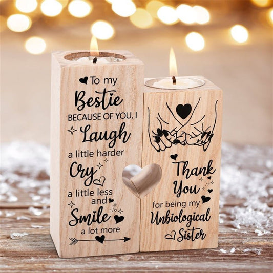 Mother's Day Candle Holders, To My Bestie, Thank You For Being My Unbiological Sisters Heart Candle Holders