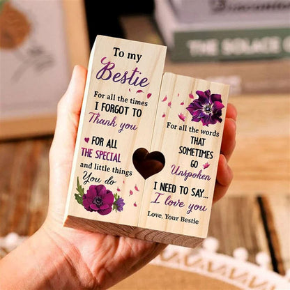 Mother's Day Candle Holders, To My Bestie Violet Flower Heart Candle Holders, I Need To Say I Love You, Wooden Candle Holder