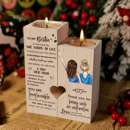 Mother's Day Candle Holders, To My Bestie, You Are Implaceable Thank You For Being Such An Inspiration Heart Candle Holders