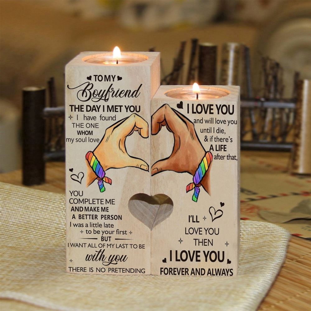 Mother's Day Candle Holders, To My Boyfriend, I Love You And Will Love You Until I Die Heart Candle Holders