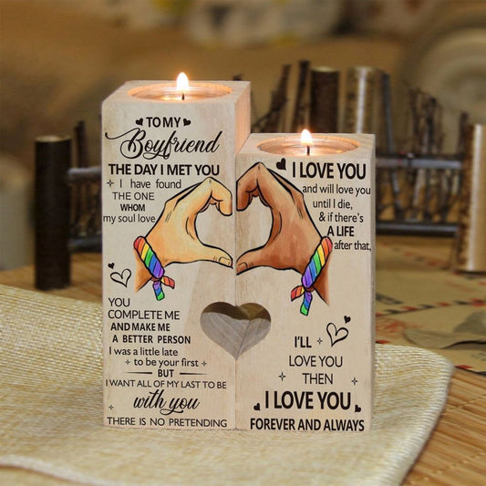 Mother's Day Candle Holders, To My Boyfriend, I Love You And Will Love You Until I Die Heart Candle Holders