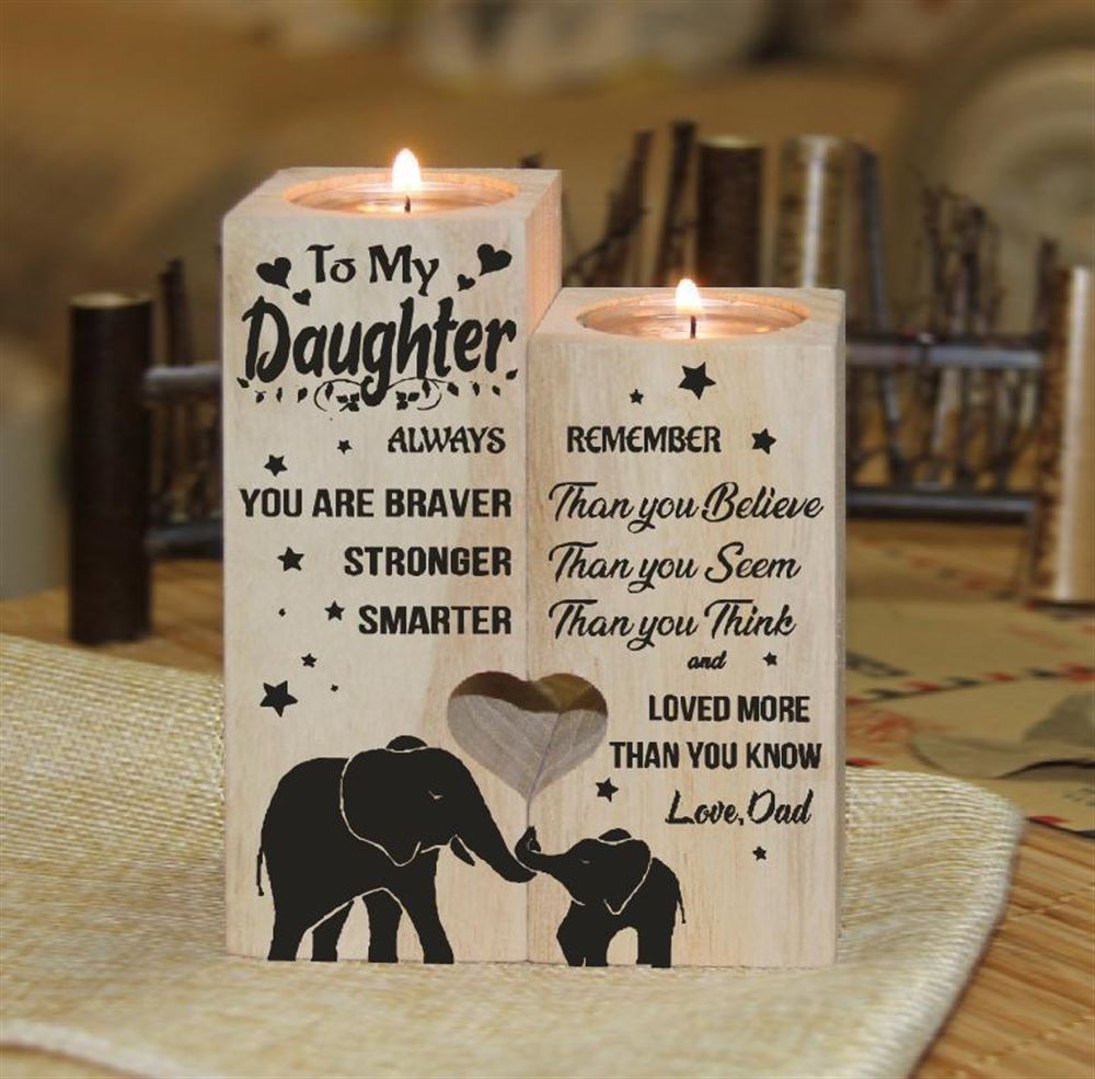 Mother's Day Candle Holders, To My Daguhter, Always You Braver Stronger Smarter Heart Candle Holders