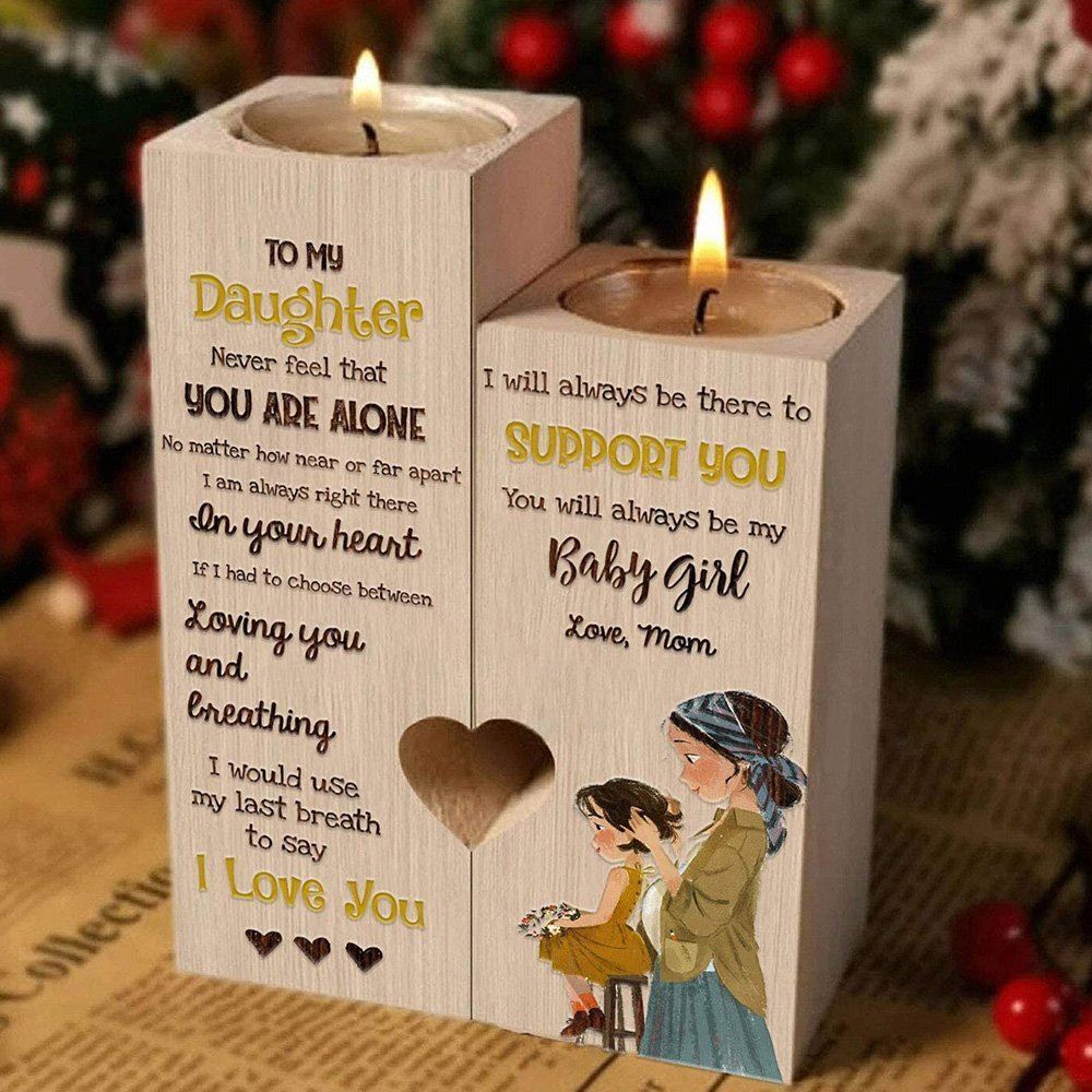 Mother's Day Candle Holders, To My Daughter, I Will Always Be There To Support You, You Will Always Be My Baby Girl