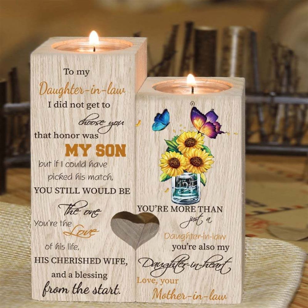 Mother's Day Candle Holders, To My Daughter, In, Law, I Did Not Get To Choose You That Honor Was My Son Heart Candle Holders