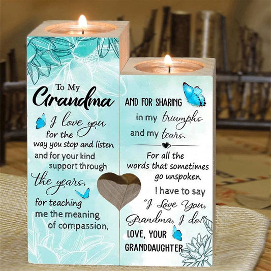 Mother's Day Candle Holders, To My Grandma Butterfly Heart Candle Holders, I Love You For The Way You Stop And Listen Candlestick