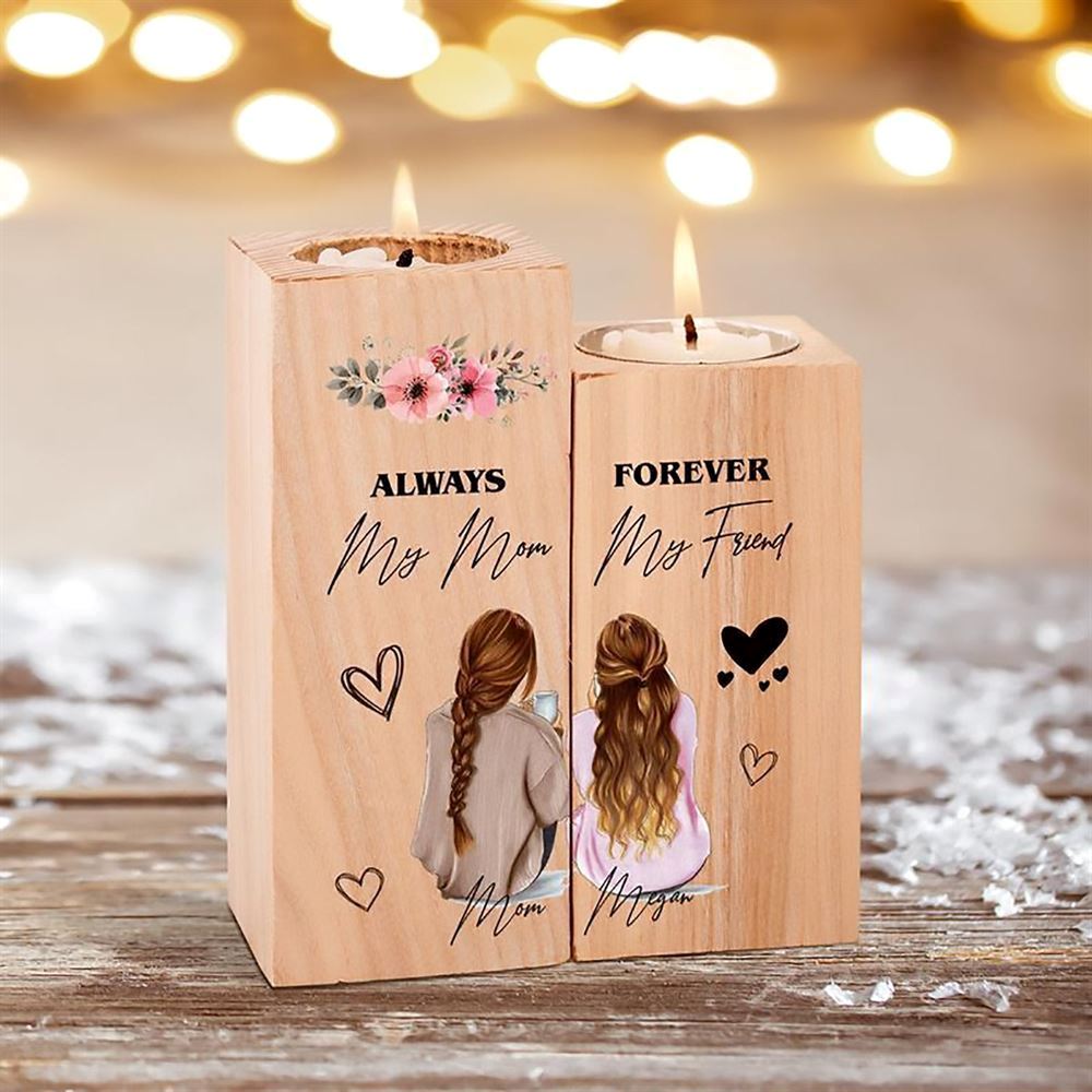 Mother's Day Candle Holders, To My Mom, Always My Mom Forever My Friend Heart Candle Holders