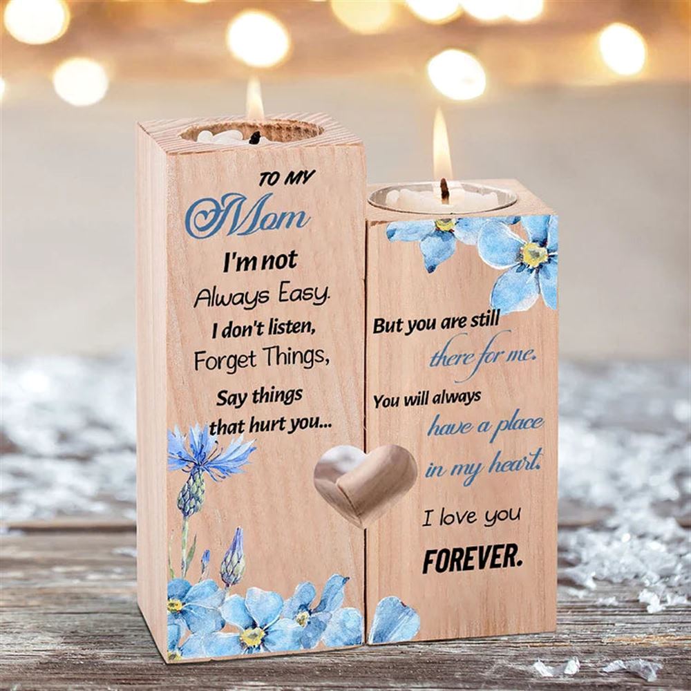 Mother's Day Candle Holders, To My Mom Flower Heart Candle Holders, You Will Always Have A Place In My Heart, Heart Candle Holder Gifts For Mother