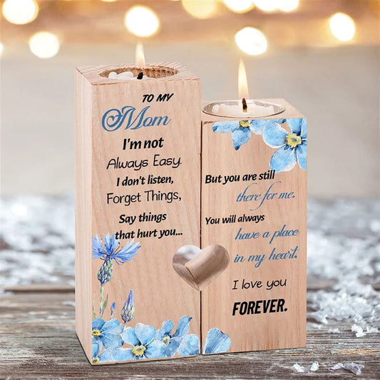 Mother's Day Candle Holders, To My Mom Flower Heart Candle Holders, You Will Always Have A Place In My Heart, Heart Candle Holder Gifts For Mother