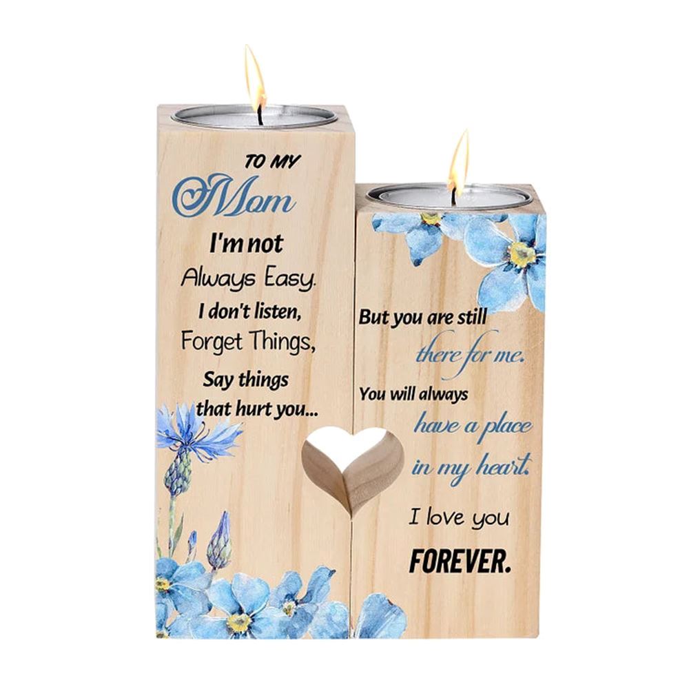 Mother's Day Candle Holders, To My Mom Flower Heart Candle Holders, You Will Always Have A Place In My Heart, Heart Candle Holder Gifts For Mother